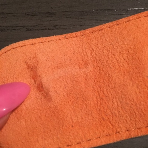 CC SKYE Orange Leather Giant Screw Cuff Bracelet - Picture 5 of 8